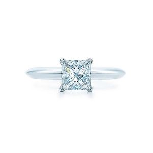 1-2Ct Princess Cut Solitaire Silver Ring VVS1 Lab Diamond